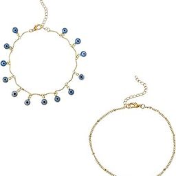 Anklet For Women Gold Tone Multilayer Chain Evil Eye Studded Adjustable Anklet For Women and Girls-13