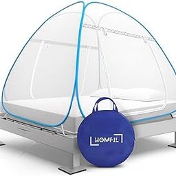 HOMFIL Mosquito Net for Bed | Machardani for Double Bed | PVC Coated Corrosion Resistant Steel Wire I Pop-Up Format - Blue Color |-picture-10