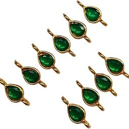 ZEDI 20 pcs, Pan Shape 2 Kadi Meenakari Kundan, Spacers, Connectors, Components for Jewellery Making, Embroidery and Craft Work (Green, 1.5 cm)-image-23