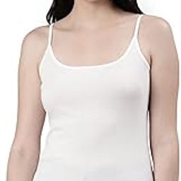 Faso Womens Organic Combed Cotton Camisole, Soft and Smooth Stretch with Adjustable Straps, Regular Fit, Solid Tank Top, Inner Slips-26