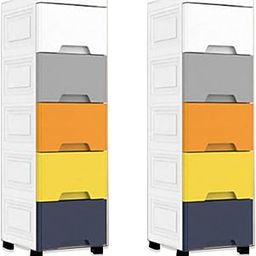 Kuber Industries (Set of 2) 5-Layer Multi Storage Drawer Organizer - Cabinet & Chest Of Drawers For Storage - Thin Plastic Rack -Multicolor-image-48