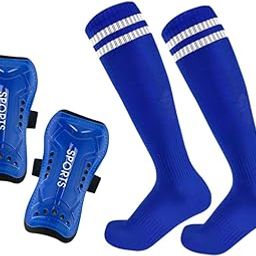 SAZ DEKOR Soccer Shin Guards with Soccer Socks Soccer Game Comfortable Protection Gear Blue Size L-image-26