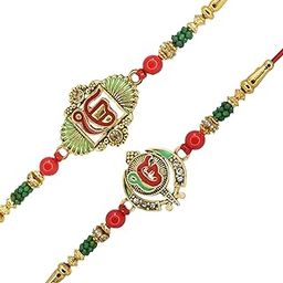 Combo Pack of 2 Rakhis AD Studded Ik Onkar ReligiousSpritiul,Bhaiya, Bracelet,Designer Set With Pack of Roli-chawal n Rakshabandhan Greetings Card, Kids Rakhi-25058-image-128