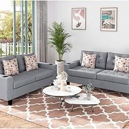 Blisscraft Alizo Fabric 5 Seater 3+2 Sofa Set (Light Grey)-image-41
