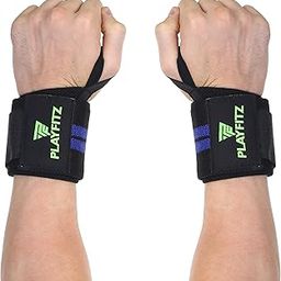 PLAYFITZ Bolt Weight Lifting Wrist Supporter for Gym Wrist Band with Thumb Loop - Professional Wrist Straps for Powerlifting, Bench Press, Bodybuilding, Deadlift for Men & Women (Blue, 1 Pair)-image-42