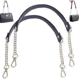 Bag Handles With Chain, Replacement PU Leather Bag Handles With Chain For Hand Bags Sling Bags Shoulder Bags Short Bags Etc, Length 24" Inches Set of 2.-image-81