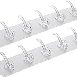 HERBIEST 6 Hook Strip Transparent Self Adhesive Wall Hooks for Home Kitchen Bathroom Bedroom – Heavy Duty Sticker Wall Hooks for Hanging Clothes, Towel, Utensils – No Drilling Wall Hook(Pack of 2)-image-58