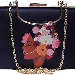 Portrait Printed Clutch Bag for Women with handle and Detachable Strap-image-35