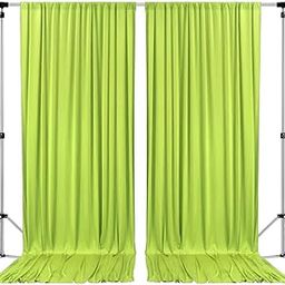 Stookin Light Green 10 feet x 10 feet Polyester Backdrop Drapes Curtains Panels with Rod Pockets - Wedding Ceremony Party Home Window Decorations (5X10), (2 Panal Set)-1