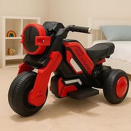Storio Red Battery Ride-on Bike for Kids – Electric Motorcycle with Support Wheels, Music, LED Lights, Headlight, Rechargeable Battery, Smooth Ride.-image-12