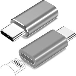 DUETMI Lightning Female to USB C Male Adapter for iPhone iPad Air Samsung Laptops, Chargers Support 27W Fast Charge & Data Transfer,Type C Charger Connector Cable,Not for Audio/OTG,Silver(Pack 2)-14