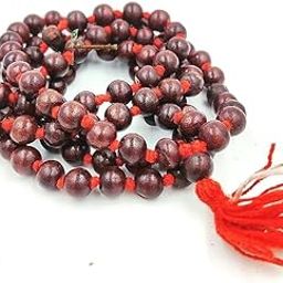 Original Rosary Lal Chandan jaap Mala 108+1 Beads of red Sendal Wood-image-4
