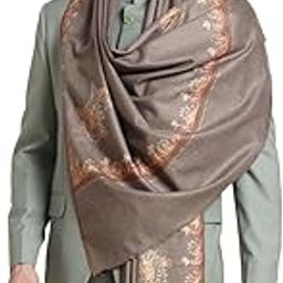 Men's Acro Wool Blend Hand Embroidery Threadwork Shawl - Handloom Paisley - Stoles for Men - Gents Shawls - Soft & Warm Wrap - Ideal for Winter - Size 100cm x 200cm-image-78