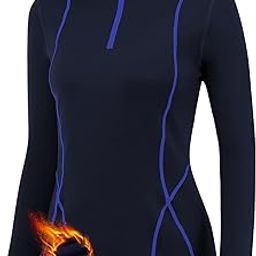 1/4 Ski Base Layer Women Cold Weather Winter Fleece Thermal Underwear Top Workout Running T Shirt Sweat Wicking-image-66