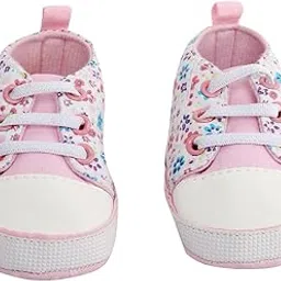 babymoo Floral Print Comfortable & Breathable Baby Unisex Booties | Cozy Fleece Infant All Seasons Footwear Pink Lace Up Booties-picture-3