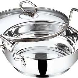 Vinod Stainless Steel Kadhai with Glass Lid - 2.7 Litre, 24cm | Extra Thick, SAS Heavy Bottom | Kadai for Cooking | Induction and Gas Base | 2 Year Warranty - Silver-image-1