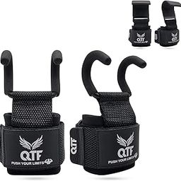 QTF Weight Lifting Barbell Hooks - Metal Lifting Hooks and Heavy Deadlift Hooks with Wrist Straps for Men and Women, Heavy Duty Sports Hooks for Deadlifts, Pull Ups, Shrugs, Powerlifting, and Gym-image-58