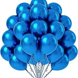 Flyloons 25 pcs Blue Metallic Chrome Balloons for Birthday Decoration items celebration Anniversary Girls Boys Men Women-image-94