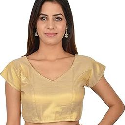 Women's Raw Silk Solid Short Sleeve Blouse (ss_1017-light golden--m_Light Golden_36)-image-40