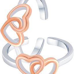 Dual Heart Adjustable Toe Rings in Pure 92.5 Sterling Silver for Women (TR000203)-image-68