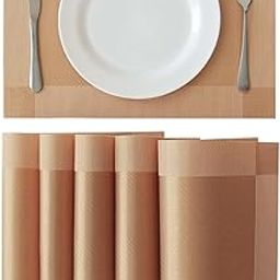 Dribble PVC Placemats Set of 6 | Heat-Resistant, Washable, Waterproof Table Mats | Anti-Slip Dining Table Placemats for Kitchen & Home Decor – 45x30cm, Design -Sunstone-image-51