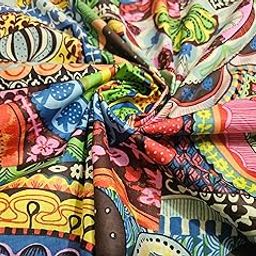 Multicolor Abstract Patchwork Print Cotton Fabric – 44'' Wide Soft Material by The Yard for Quilting, Boho Clothing, Home Décor & Craft Projects (5 Yard)-0