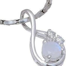 Rainbow Moonstone, White Topaz Gemstone 925 Sterling Silver Pendant()-image-97