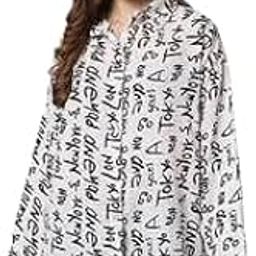 Women's Casual Street Style Graffiti Letters Printed Lightweight Loose Fit Shirt – Full Sleeve Button Down|Women Shirt|Relaxed Loose Fit-picture-15