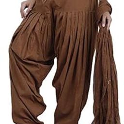 Woman's Pure Cotton Patiala with Dupatta - Printed Salwar (Brown)-picture-8