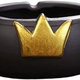 CARTNOVA® Ceramic Ashtray Decorative Ash Holder Housewarming Gifts Black Crown-image-48