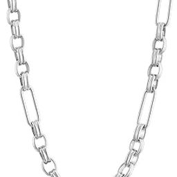 Silver Figaro Chain Necklace for Women - Gift for Girls & Women | Waterproof & Anti-Tarnish Necklace-image-58