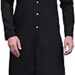Men's Cotton Knee Length Straight Kurta | Shirt Collar Neck | Button Down Closure (QSTR-MK-048)-image-7