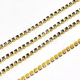 THE DESIGN CART Black Diamond/Gray Golden Cup Chain Used for Jewellery Making, Decorating Handbags, Wallets, Etc,Size-8 ss - 2.5 mm,Pack of 5 Meters-2