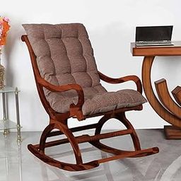 APRODZ Narkali Sheesham Wood Rocking Chair – Ergonomic Wooden Lounge Chair with Comfortable Cushion for Living Room, Balcony & Home Décor (Honey Finish)-image-42