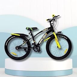 HOUSE OF TOES Drake Bicycle for Kids 7 to 9 Years Boys & Girls 20T Inches | 90% Assembled | Training Wheels | Water Bottle | Internal Rooting Cable | Tyre Tube (Black Frame with Yellow Graphics)-image-52