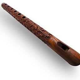IndiaBigShop Wooden Handmade Inspire Lord Krishna Traditional Flute with Handcrafted flower Design Indian Musical instrument Bansuri Size 13 Inch-picture-25