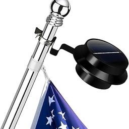Flag Pole Light Solar Powered, Top Mounted Flagpole Solar Light, Metal Clamps Fits 1”to 1.5”in Dia Flagpole, Brightest 13 LED Outdoor Dusk to Dawn for Wall-Mount Spinning Flag Poles BLACK Roundness-image-19
