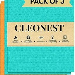 Cleonest Cellulose Kitchen Sponge Wipes | Pack of 3 | 15 x 15 x 0.5 CM | Reusable Cotton Cellulose Cleaning Cloth for Home, Dish & Surface | Multicolor-image-7