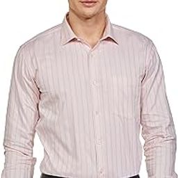 Men's Pure Cotton Stripe Pattern Slim Fit Semi Cutaway Collar Full Sleeve Formal Shirt-picture-4