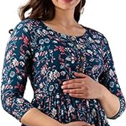 Women Cotton Maternity Kurti II Cotton Maternity Gown for Women II Maternity Feeding Kurti with Zipper-image-37