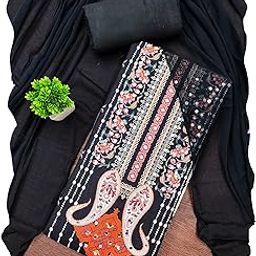 manvaa Women'S Multi Unstitched Print And Mirror Work Rayon Cotton Dress Material (CP9109DGN)-picture-21
