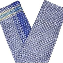 Strotam Pure Cotton Handloom Bath Towel 110 GSM Large Size Bankura Gamcha Small Checks (Set of 1 Blue)-image-78
