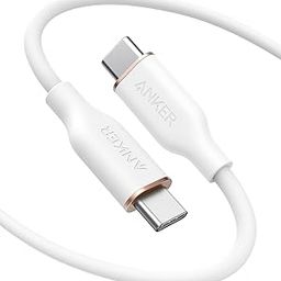 Anker Type C to Type C 100W Flow Cable, 6ft White, Powerline III Flow Cable, Super Fast Charging Cable (50% Charge in 30 mins), 25X More Durable, Data Sync Compatibility & Power Delivery (PD)-21