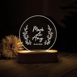 Personalized Customized Gift, Birthday Love Sign Acrylic LED Lamp Couple,Anniversary, Wedding, Marriage,Valentine Warm White LED Night Gift Light-13