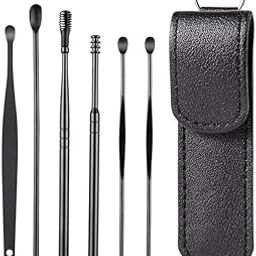 FORESTORY 6 Piece Ear Pick Earwax Removal Kit with 360° Spiral Ear Canal Cleaners, Stainless Steel Ear Curette and Ear Cleansing Tool Set, Portable Storage Box for Home and Travel (Black)-image-89
