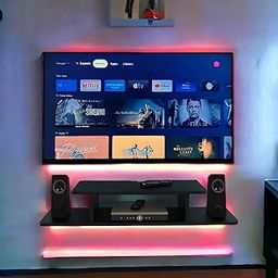 PNDG tv Setup Box Stand Wall Mount Wooden,tv Setup Box Stand Wall Mount//tv Setup Box Stand Wall Mount 55 inch/tv Setup Box Stand Wall Mount Corner, (Black)-image-3