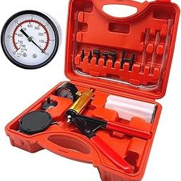 2 in 1 Brake Bleeder Kit, 16 Pcs Hand Held Vacuum Pump Tester with Gauge Jar Adapters Protected Case, Auto Manual Brake Fluid Brake Bleeding Kit Tool for Car Automotive Bike Motorcycle Motorbike Truck-26