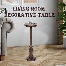 Onlinecraft Wooden Drink Table for Round Shape Candle & Padestal Design Stool for Bed Side Sofa Side Drink Table Nightstand Table Cup Stand Table, Home frnishing Decor Table-image-43