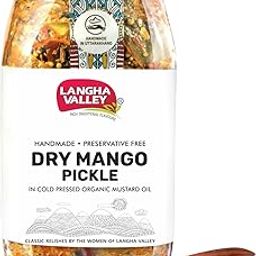 Langha Valley Homemade Dry Mango Pickle, Sukha Aam ka Achar, Low-Oil, Traditionally Sun-Dried, No Preservatives, Glass Jar with Wooden Spoon, 360 Grams-image-76