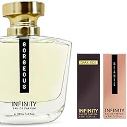 Infinity Gorgeous EDP For Women With 3 Travel Minis, Liquid Eau De Parfum, Long Lasting, Skin Friendly, Premium Luxury Perfume With Floral Notes, 124ml-53
